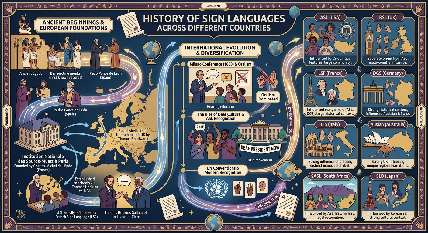 History of Sign Languages Across Different Countries