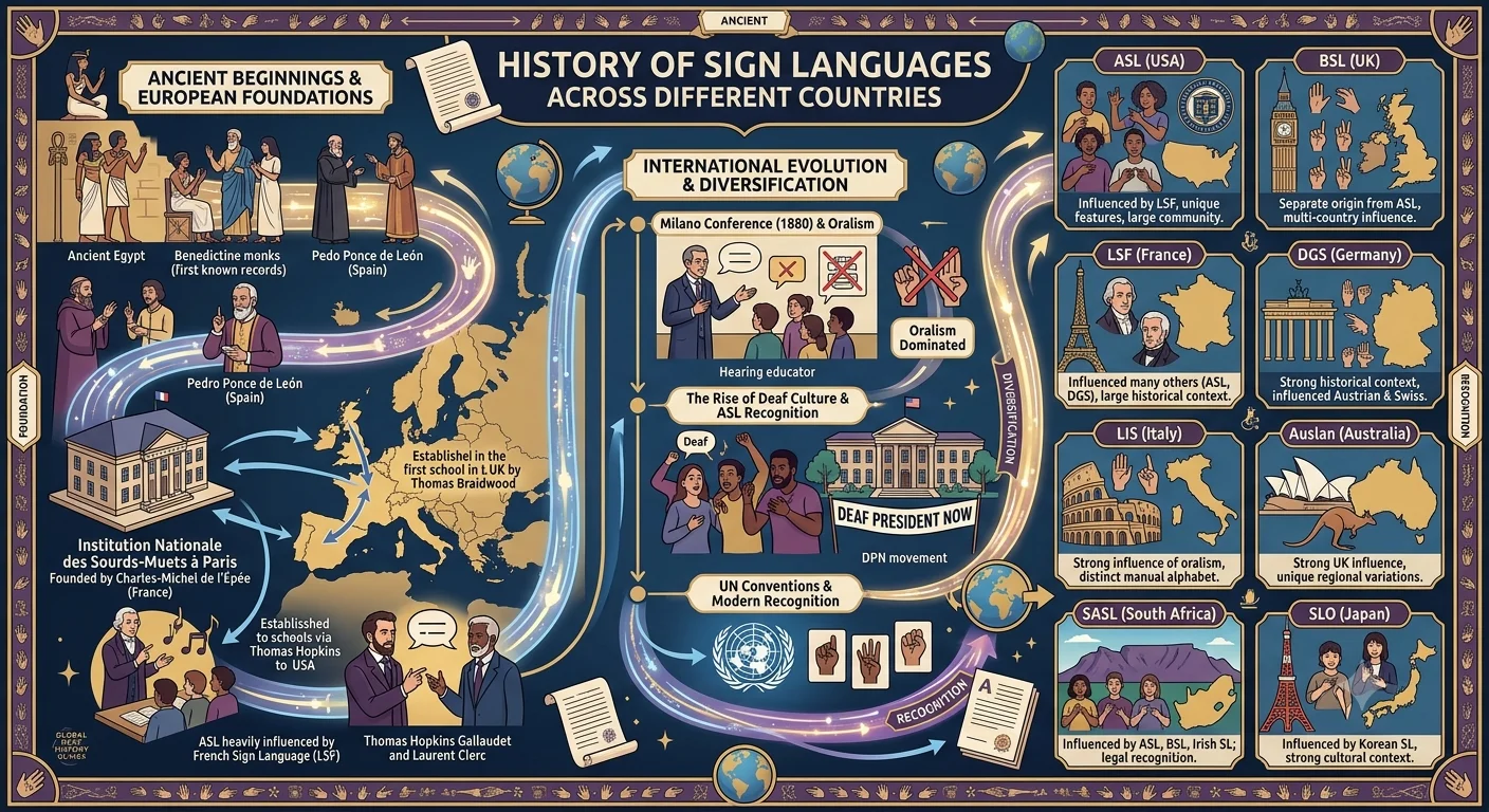 History of Sign Languages Across Different Countries
